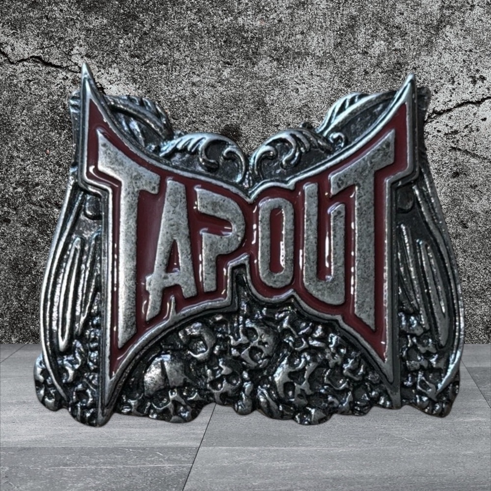 Vintage MMA UFC TAPOUT Belt Buckle Heavy Metal Skulls Graveyard Belt Buckle